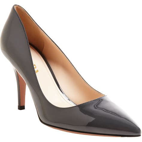 prada dark grey and silver unknown pumps|Prada women's pumps.